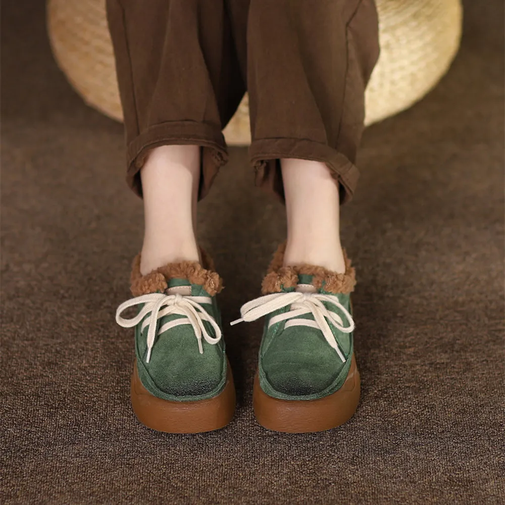 Retro Lace-up Comfortable Fleece Snow Shoes