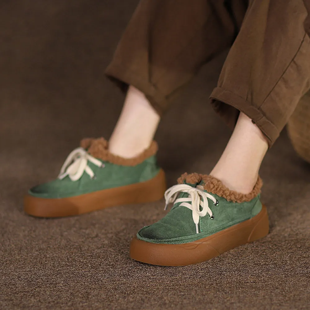 Retro Lace-up Comfortable Fleece Snow Shoes