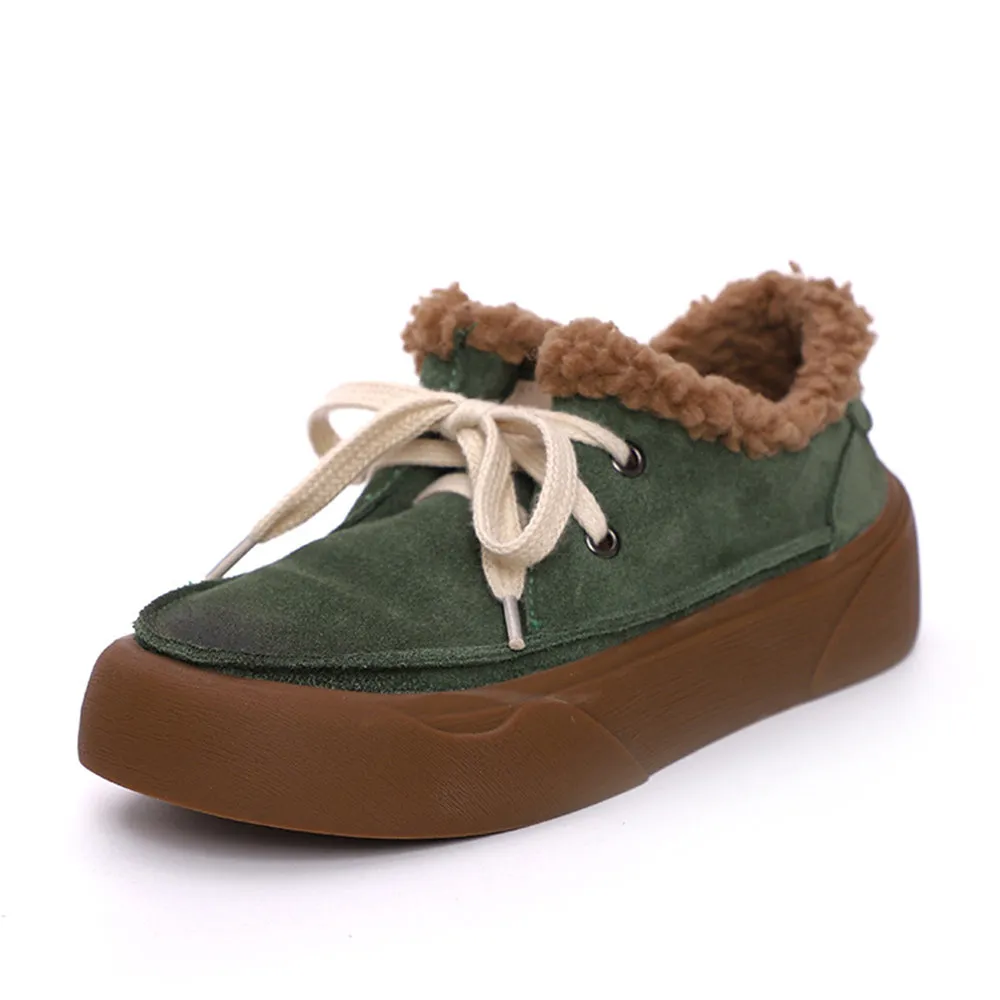Retro Lace-up Comfortable Fleece Snow Shoes