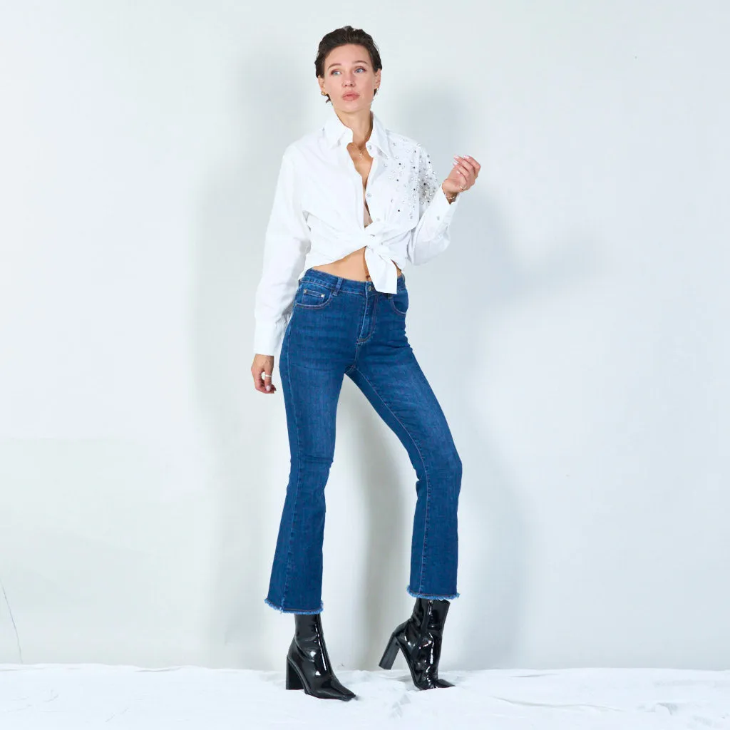 Sleek high-waisted flared jeans wholesale