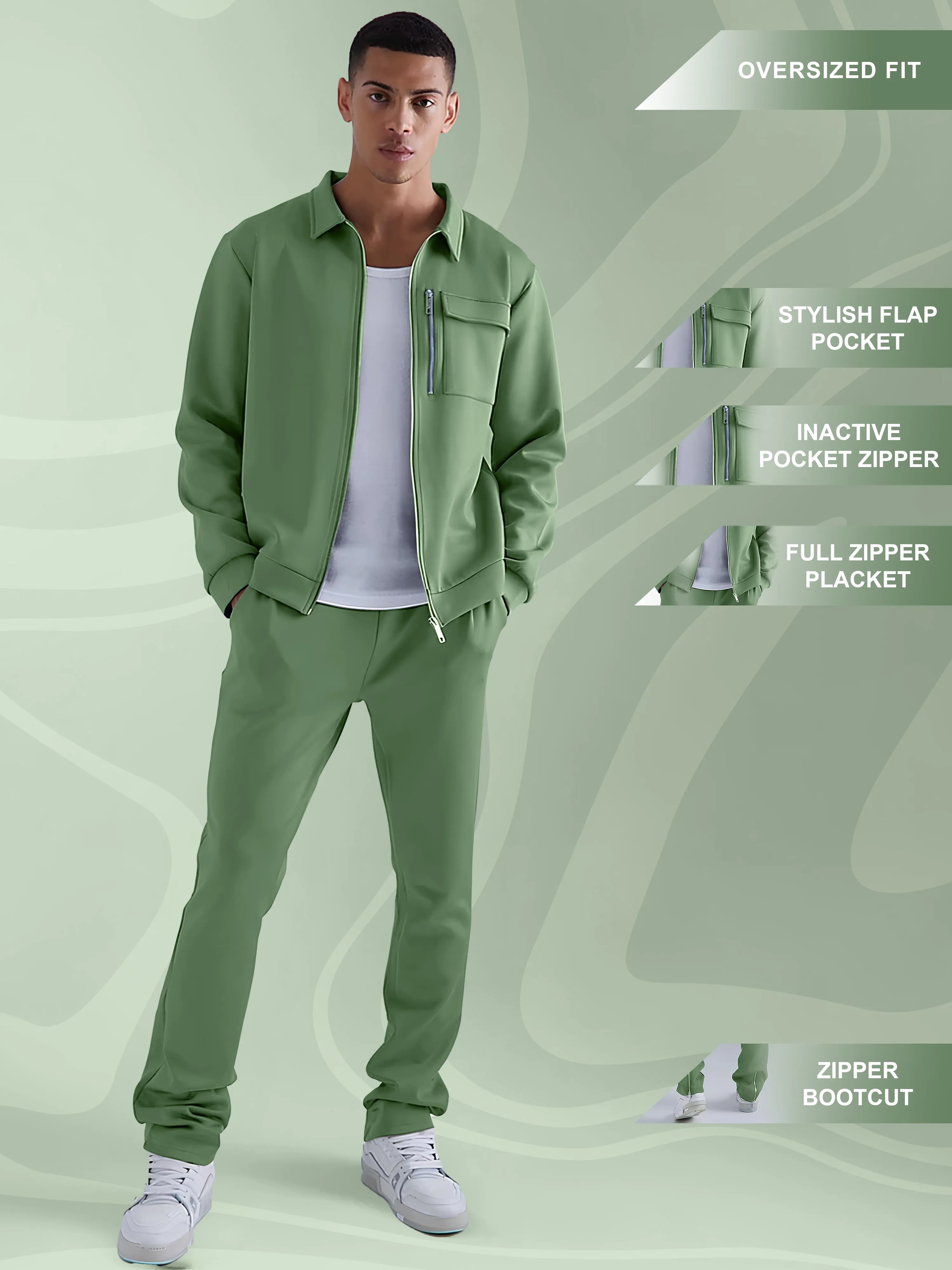 Solid Hunter Green Jacket and Jogger Cozy Cut Co-Ords