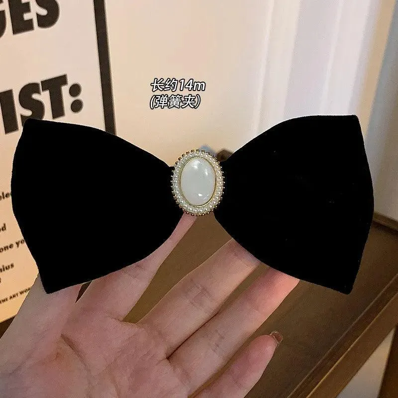 Sophisticated Velvet Bow Hair Pins with Alloy Roses: Elegant Hair Accents