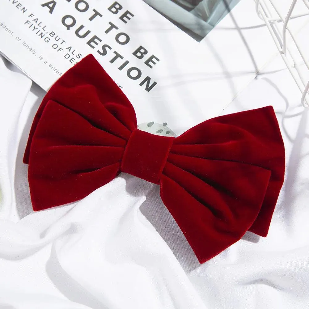Sophisticated Velvet Bow Hair Pins with Alloy Roses: Elegant Hair Accents