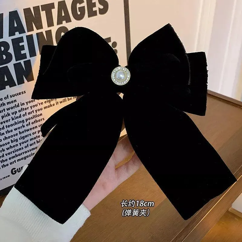 Sophisticated Velvet Bow Hair Pins with Alloy Roses: Elegant Hair Accents