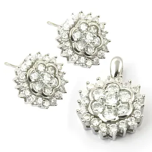 Stylish Cubic Zirconia Gemstone Silver Pendant Set - Fashionable Accessories
