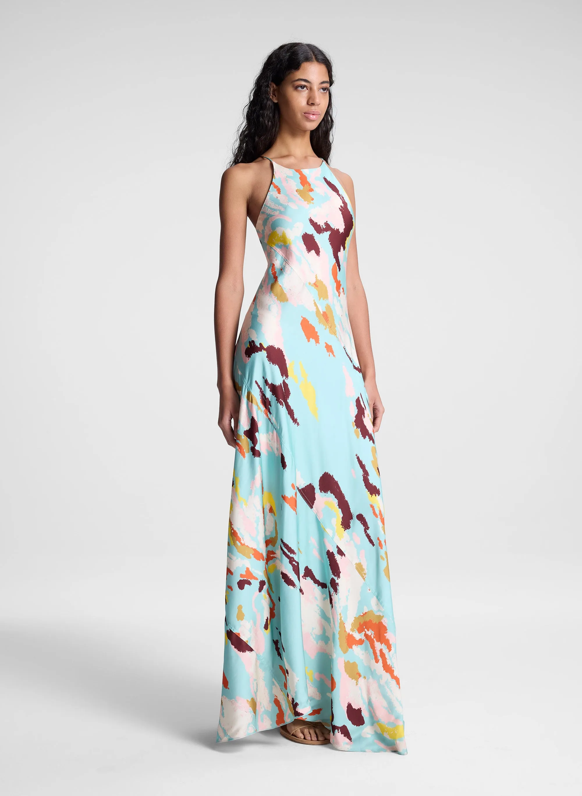 Sybil Printed Satin Maxi Dress