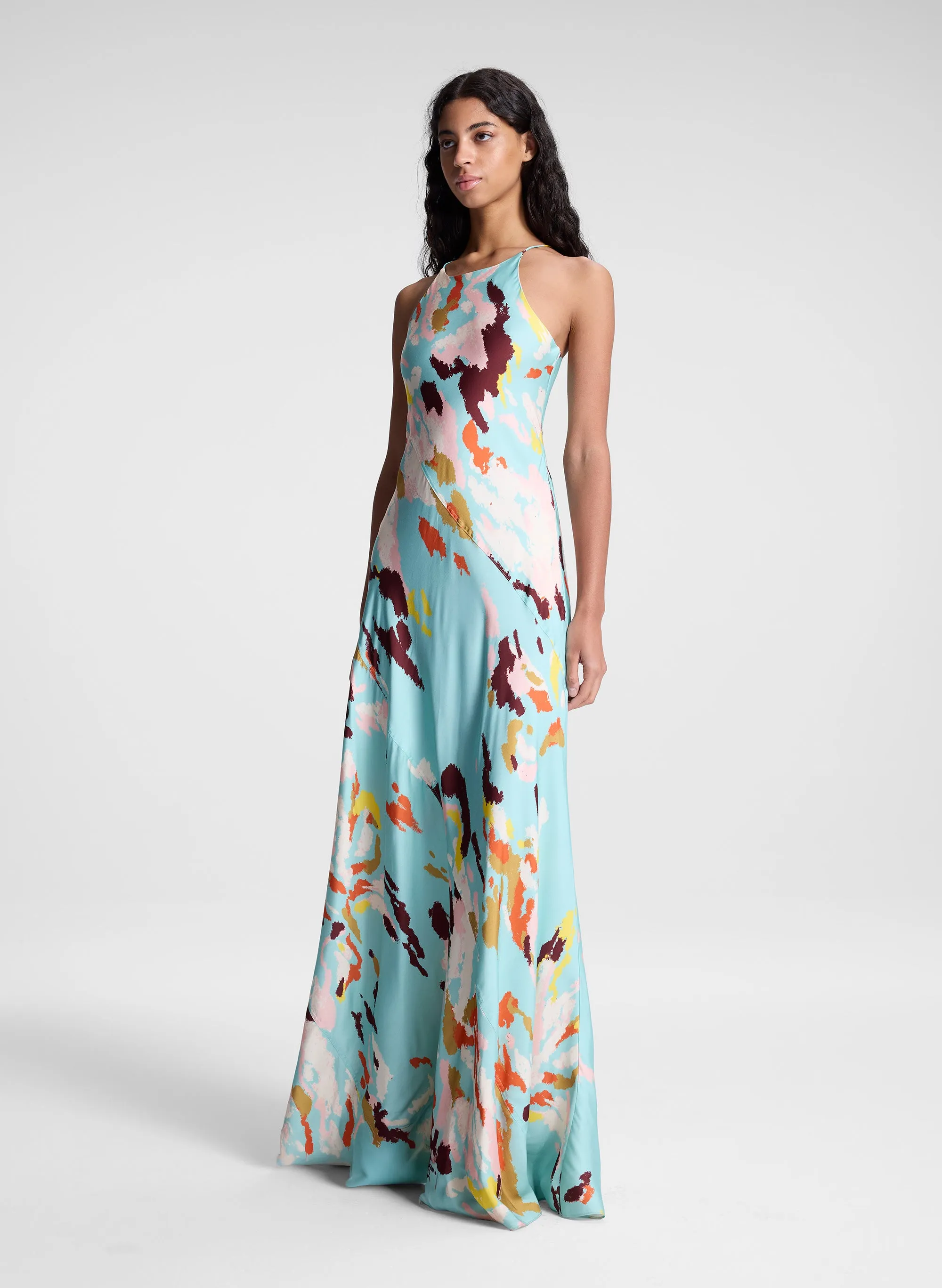 Sybil Printed Satin Maxi Dress