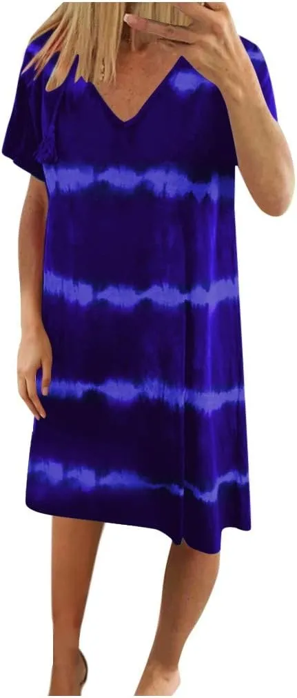 T-Shirt Dress for Women Spring Fashion Casual Summer Short Sleeve Crewneck Loose Classic Comfy Soft Basic Midi Dresses