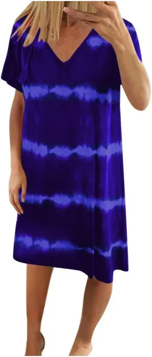 T-Shirt Dress for Women Spring Fashion Casual Summer Short Sleeve Crewneck Loose Classic Comfy Soft Basic Midi Dresses