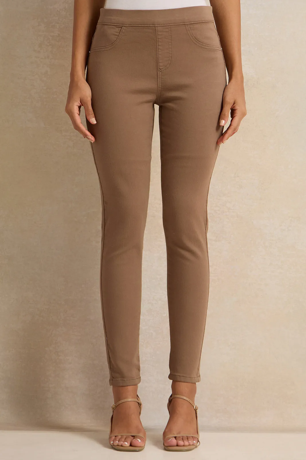 Women Brown Knit Jeggings