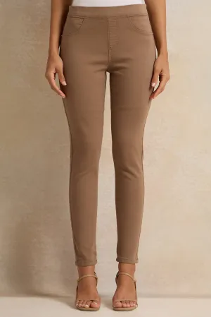 Women Brown Knit Jeggings