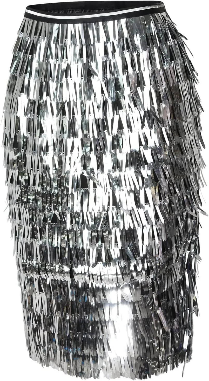 Womens Skirt Women Fashion Casual Sexy Sequins Loose Skirt Party High Waist A Line Skirt Women Maxi Skirt